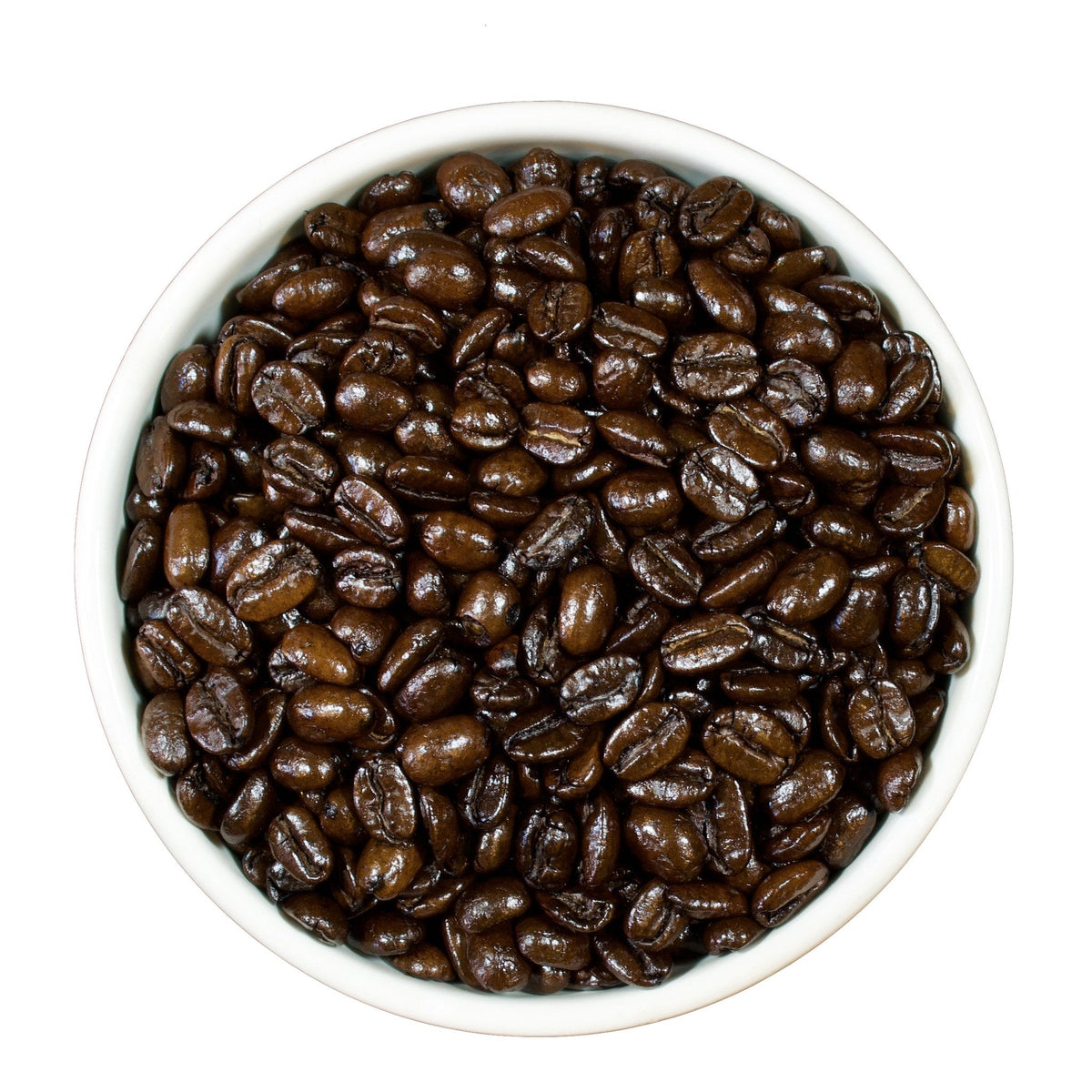 Roasted espresso beans showing the dark roast color, organic whole bean espresso coffee