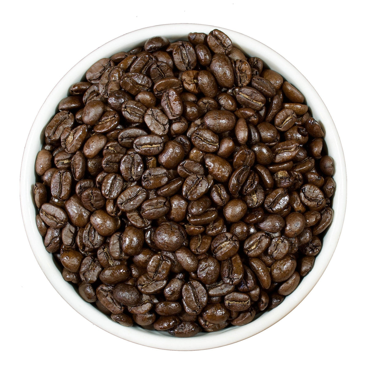 Roasted Honduras Marcala coffee beans showing the medium dark roast color, whole bean
